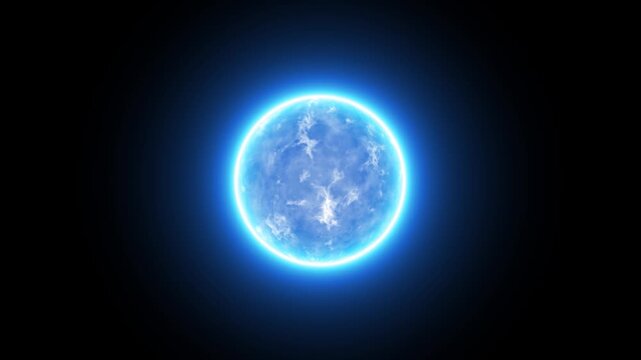 Neon line blue color Animated leaf icon with neon saber effect, creating a vibrant futuristic light motion effect with glowing trails and smooth energy flow, black background. 4k video
