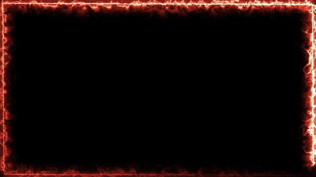 Neon Rectangle Border red and blue neon rectangle frame, bright neon lines.The horizontal glowing line is the direction the light, reactor saber Electric Glowing Lightning, black background. 4k video