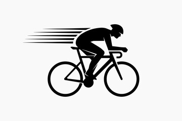 Fototapeta premium Minimalist Racing Cyclist Silhouette Vector for Road Cycling, Bicycle Sport and Athletic Competition