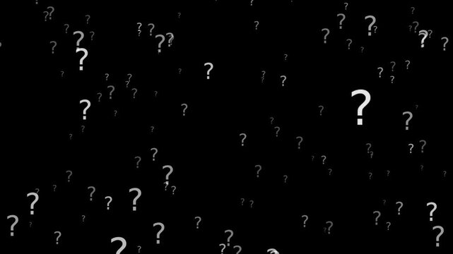 Black Cinematic Question Mark Abstract Background with Dramatic Floating Symbol Animation 4K