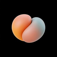 Obraz premium 3D Rendered Abstract pastel, object, Heart Shape with Soft Gradient Colors on Black Background