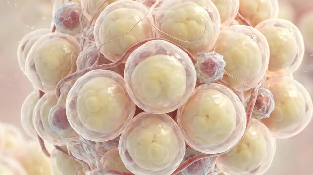 Detailed microscopic image revealing the intricate structures of cells in the process of multicellular development in biology