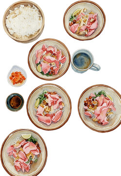 food soto look from top wit crispy craker, sambal and sweet soy sauce