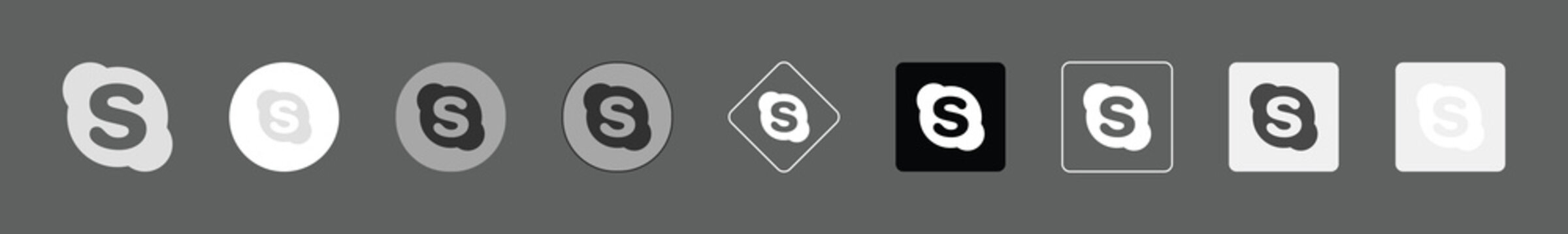 Set of skype logo icons in various styles and shapes
