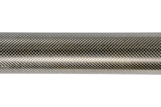 Precision diamond knurling texture on metallic cylindrical industrial machine surface