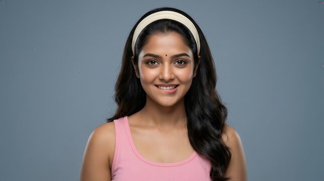 Portrait of a smiling young woman with a headband
