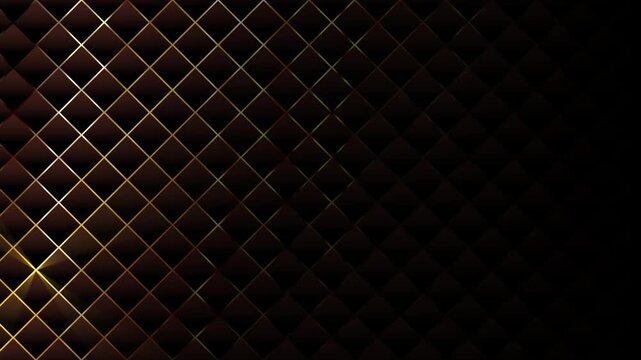 Luxury Gold Line Abstract Background Motion Graphic, Black Metallic Diamond Pattern, Elegant Corporate Presentation Loop