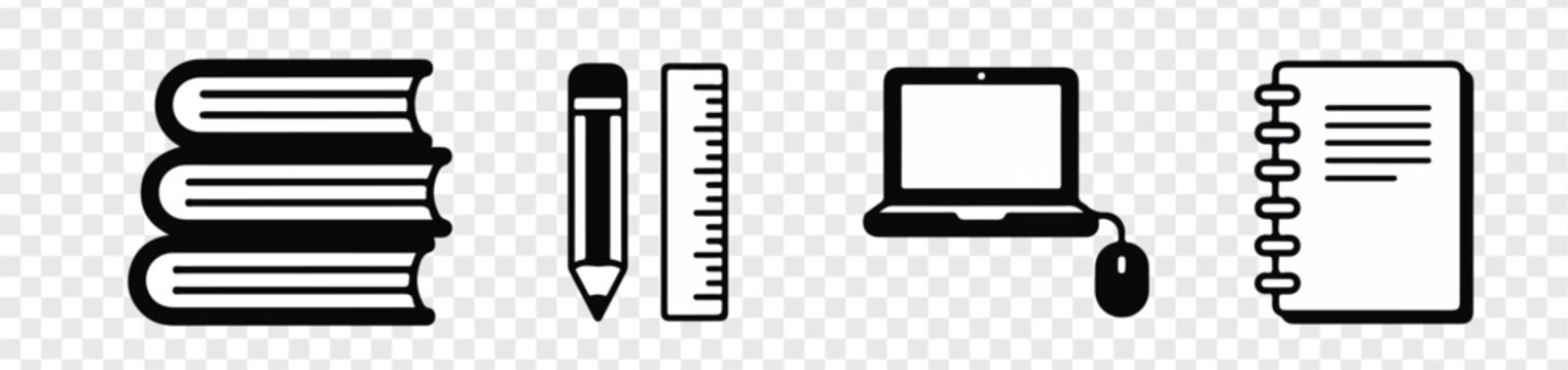 Set of education, study, and digital learning icons