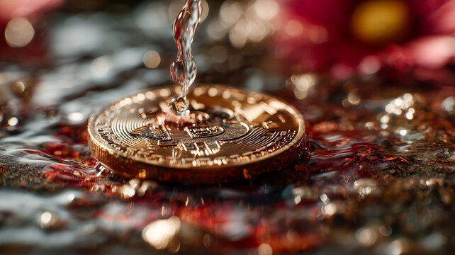 Liquid Cascade: Bitcoin Touched by a Gentle Water Stream