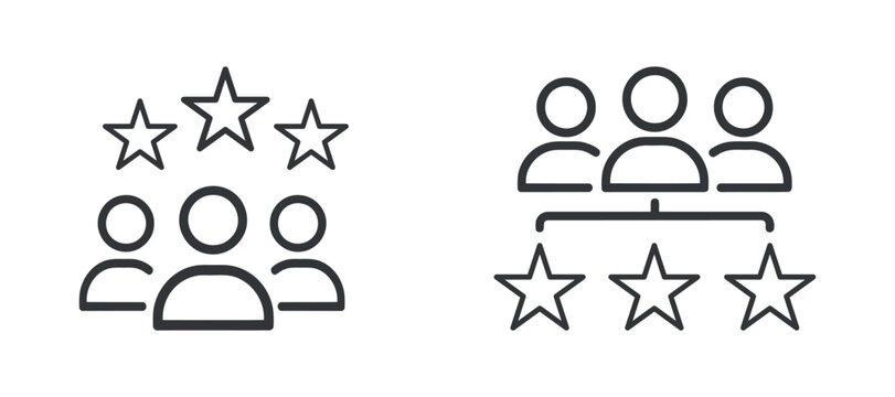 People With Stars Icon Line Art Illustration