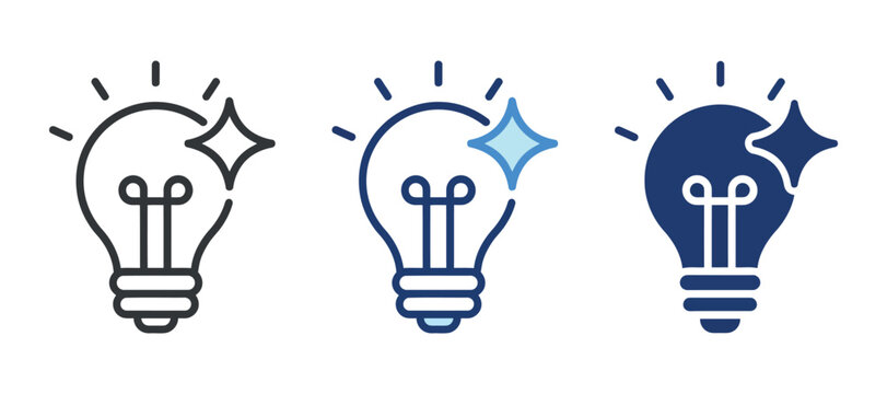Lightbulb Icons With Rays Line And Filled Styles