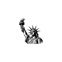 Vintage hand drawn sketch of the statue of liberty torch with landmark monument american illustration architecture heritage patriotic isolated © MD. JONAED