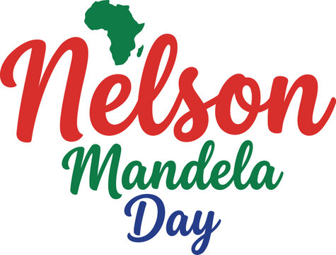 Nelson mandela day logo with african continent silhouette