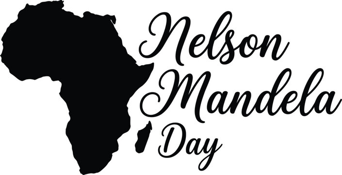 Nelson mandela day tribute with african map silhouette