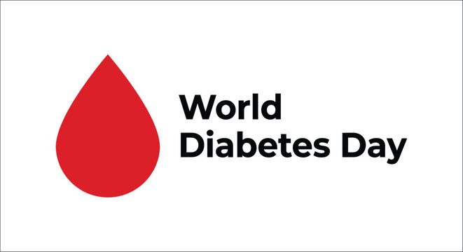 Red droplet shape with world diabetes day text on a white background drop blood blooddrop color flat design vector graphic symbol sign awareness health medical