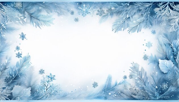 frozen snowy frame border isolated on white or white background
