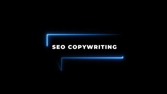 Glowing neon SEO Copywriting.4k motion graphics video animation