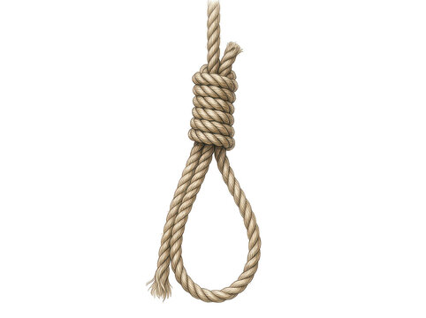 Brown rope tied in a hangman noose knot