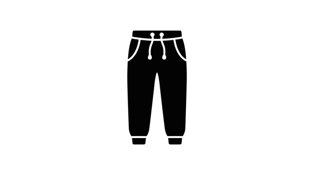 Black Silhouette Of Sweatpants Simple Clothing Icon On White Background