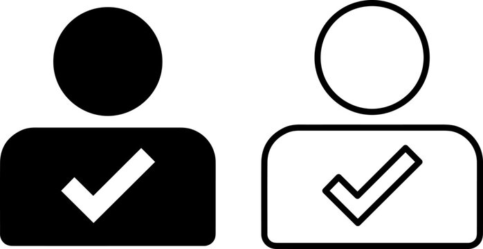 User profile icon with check mark symbol