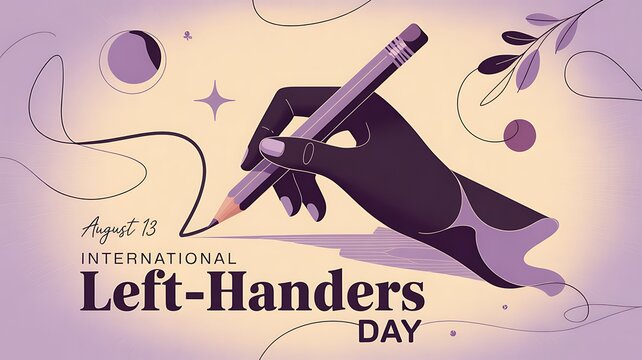 Hand holding pencil for international left handers day