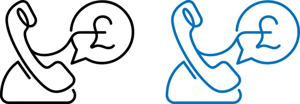 Telephone icon with british pound symbol in a speech bubble