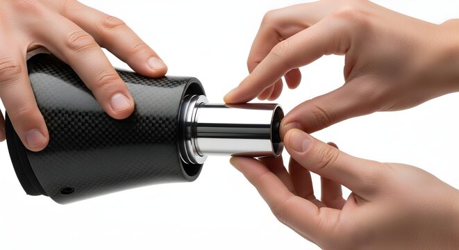 Hands Assembling Carbon Fiber and Metal Component