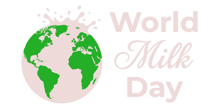 World Milk Day with green globe and milk splash on transparent background