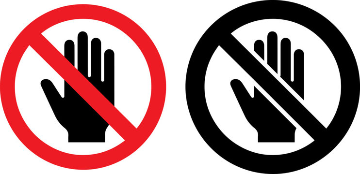 Do not touch sign, hand stop icon, forbidden gesture symbol