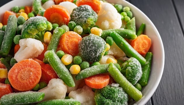 frozen vegetable medley with vivid colors and texture