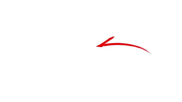 Unique hand-drawn red marker arrow isolated transparent, arrow marker isolated mark hand-drawn, Marked arrow animated isolated on transparent background.