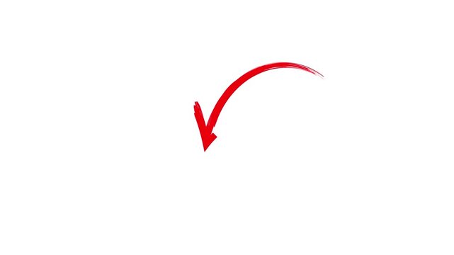 Unique hand-drawn red marker arrow isolated transparent, arrow marker isolated mark hand-drawn, Marked arrow animated isolated on transparent background.
