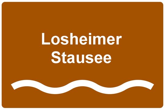 Illustration eines Namensschildes f&uuml;r den "Losheimer Stausee" im Saarland	