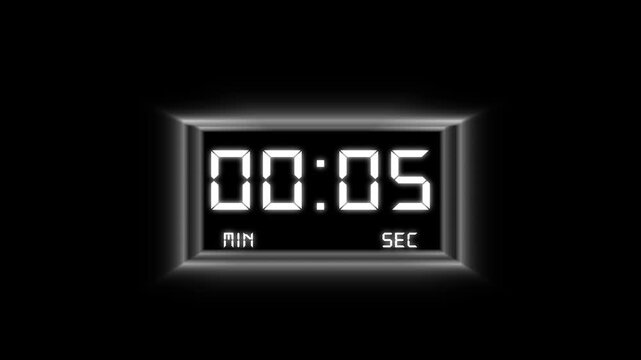 Digital clock displaying 00 minutes and 6 seconds with glowing border timer countdown animation