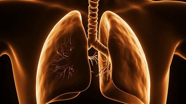 Cinematic 4K Rendering Of Human Lungs Positioned Against Strong Backlight Emphasizing Detailed Respiratory Anatomy And Health Concepts