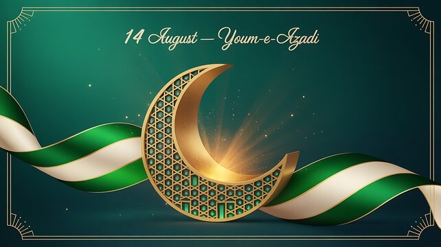 Pakistan independence day celebration with crescent moon