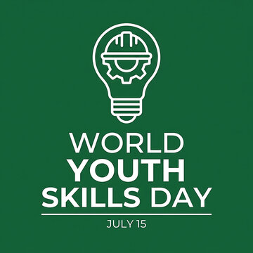 World youth skills day july 15 minimal green line art design with helmet