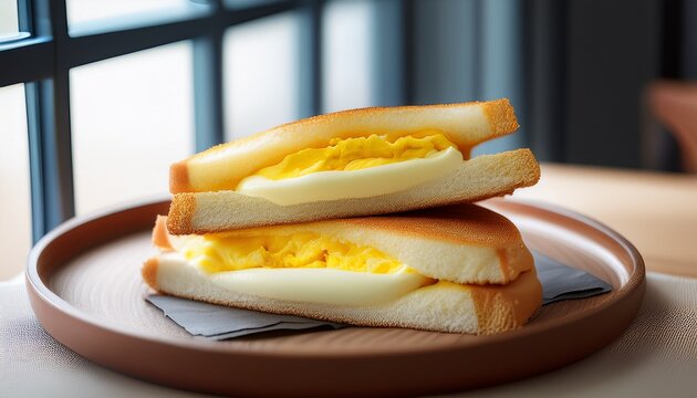 japanese tamago sando with creamy egg mayo filling soft milk bread tokyo cafe aesthetic tasty food