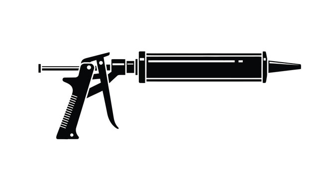 Caulking gun silhouette a black vector illustration on a white background silhouette