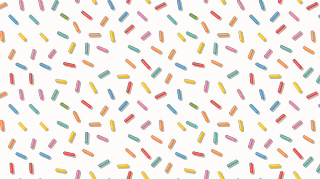 Sweet donut seamless pattern with colorful candy sprinkles, confetti texture, glazed dessert background, and repeating vector illustration for bakery packaging, fabric, wallpaper, and gift wrap