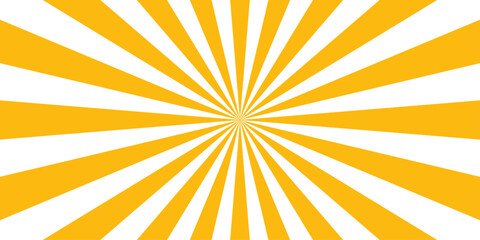 Fototapeta premium Yellow sunburst lines on transparent background. Abstract orange retro sunrays pattern. Vintage stripes. Comic poster or banner. Vector illustration