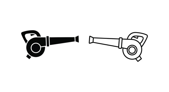 Two leaf blowers silhouette blower tool equipment