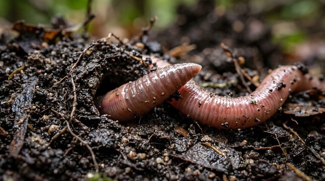 Earthworm on a ground