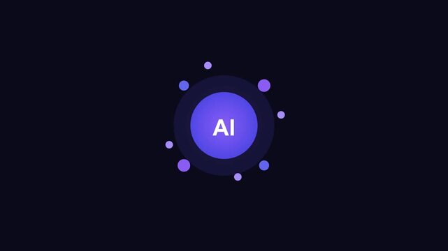 Artificial Intelligence Concept Icon with AI Text and Floating Particles