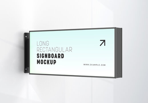 Long Rectangular Signboard Mockup