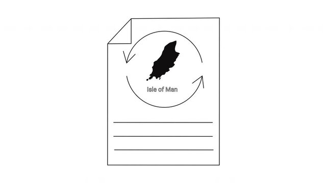 Isle of Man Map with Recycling Arrows and Lines for Text.