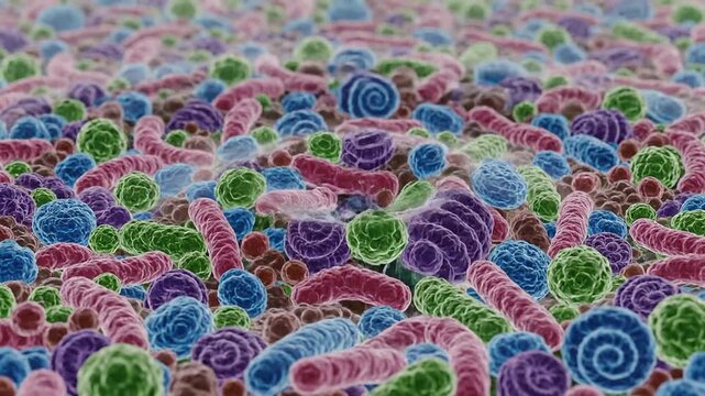 Close-Up Of A Generic Dropper Bottle Releasing A Single Clear Droplet Amid A Colorful Microscopic View Of Bacteria In A Laboratory Experiment