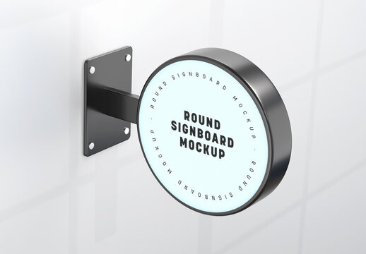 Round Signboard Mockup