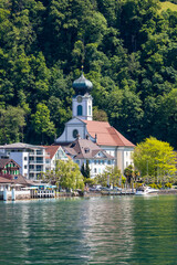 St. Nicholas Church lakeside in Hergiswil, Switzerland
