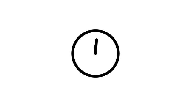 Simple Clock Icon Animation with Minimalist Design and White Background,analog timer icon video animation,